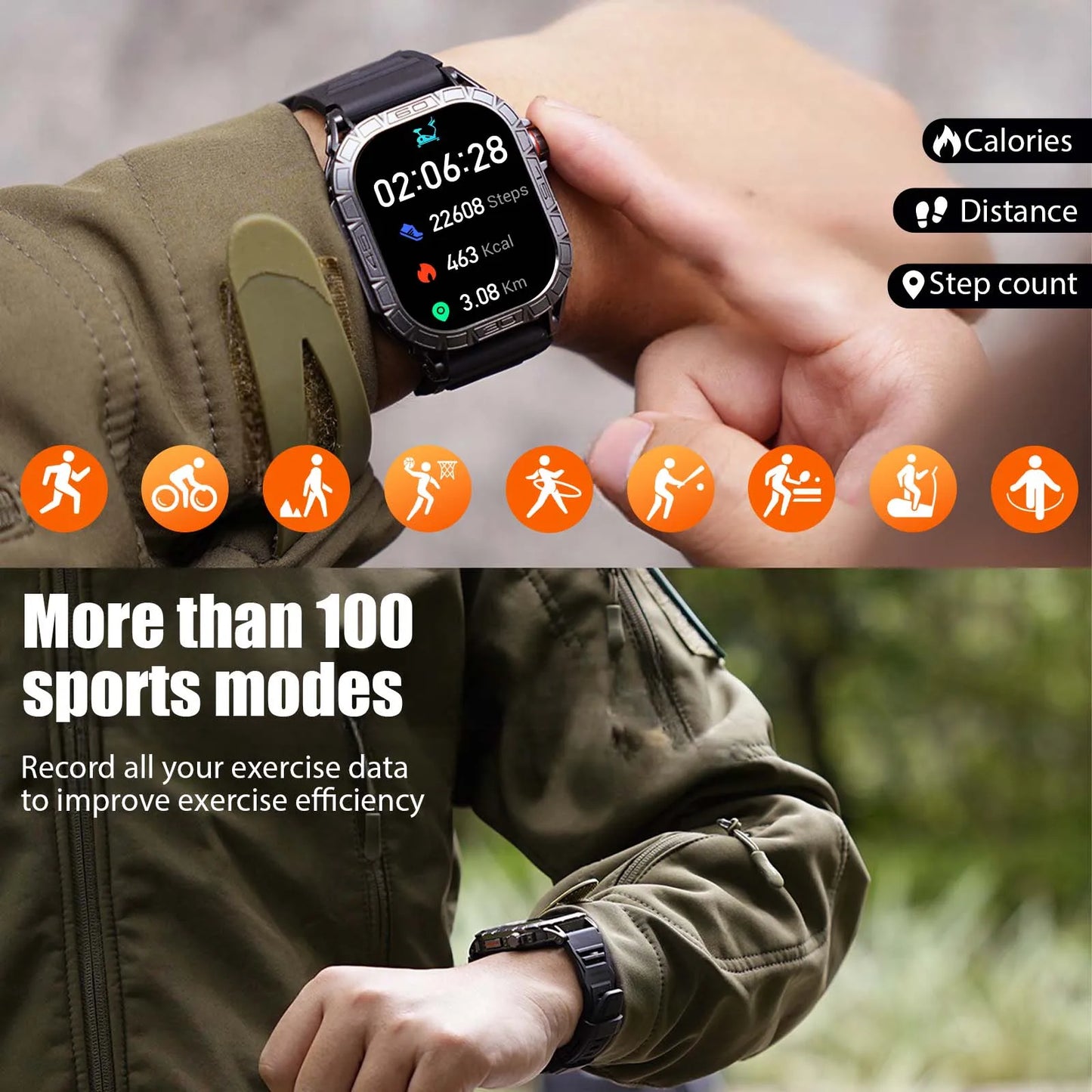 EIGIIS Smartwatch ED Display 100 Plus Sports IP68 Bluetooth K63