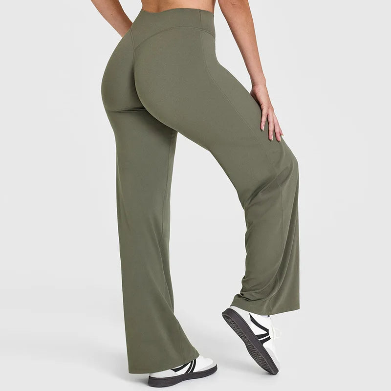 NCLAGEN SoftMotion Straight Leg Bottoms Women Mid Waist Yoga Pants