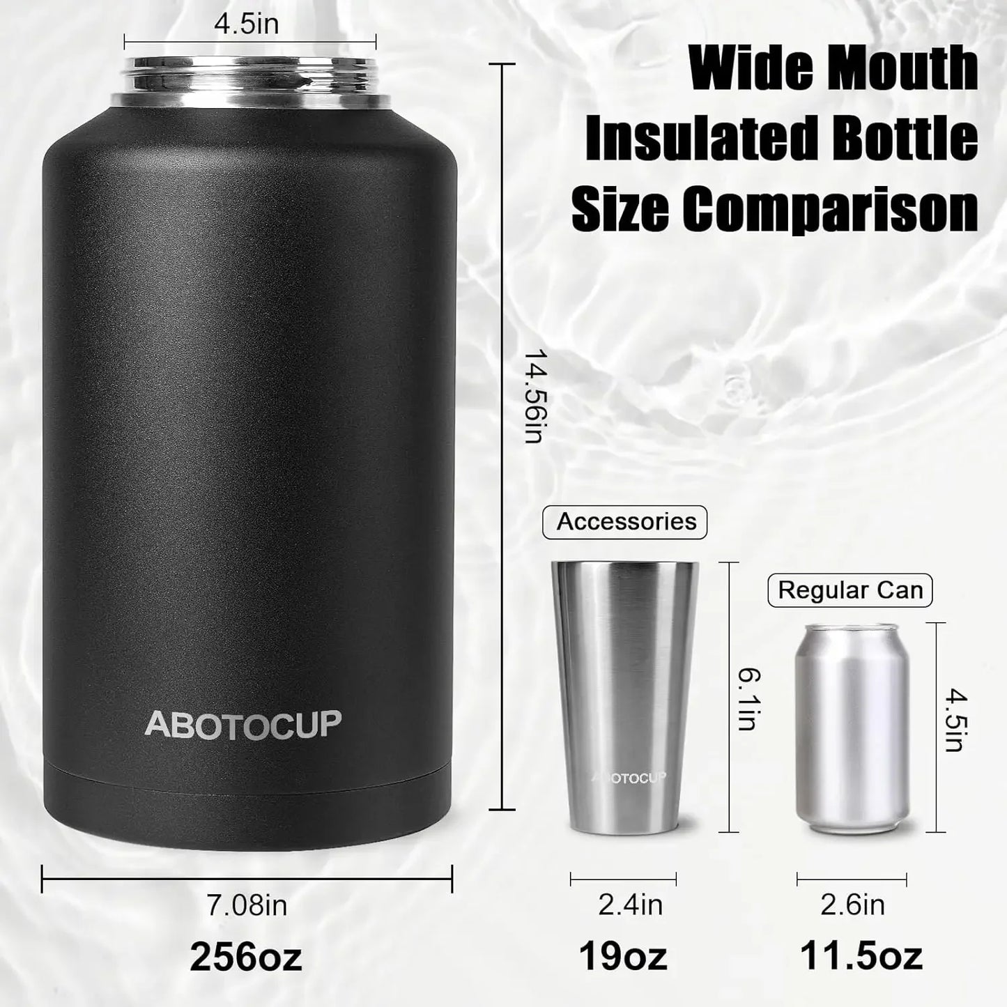 Wide Mouth Insulated Water Jug With Ergonomic Handle And Cups