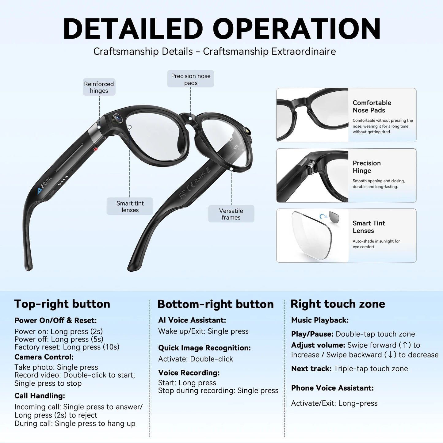 EIGIIS AI Smart Glasses With Bluetooth Calling And Translation