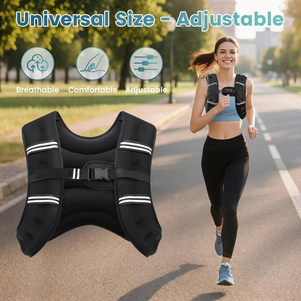 Adjustable Weighted Vest For Men And Women With Reflective Stripe