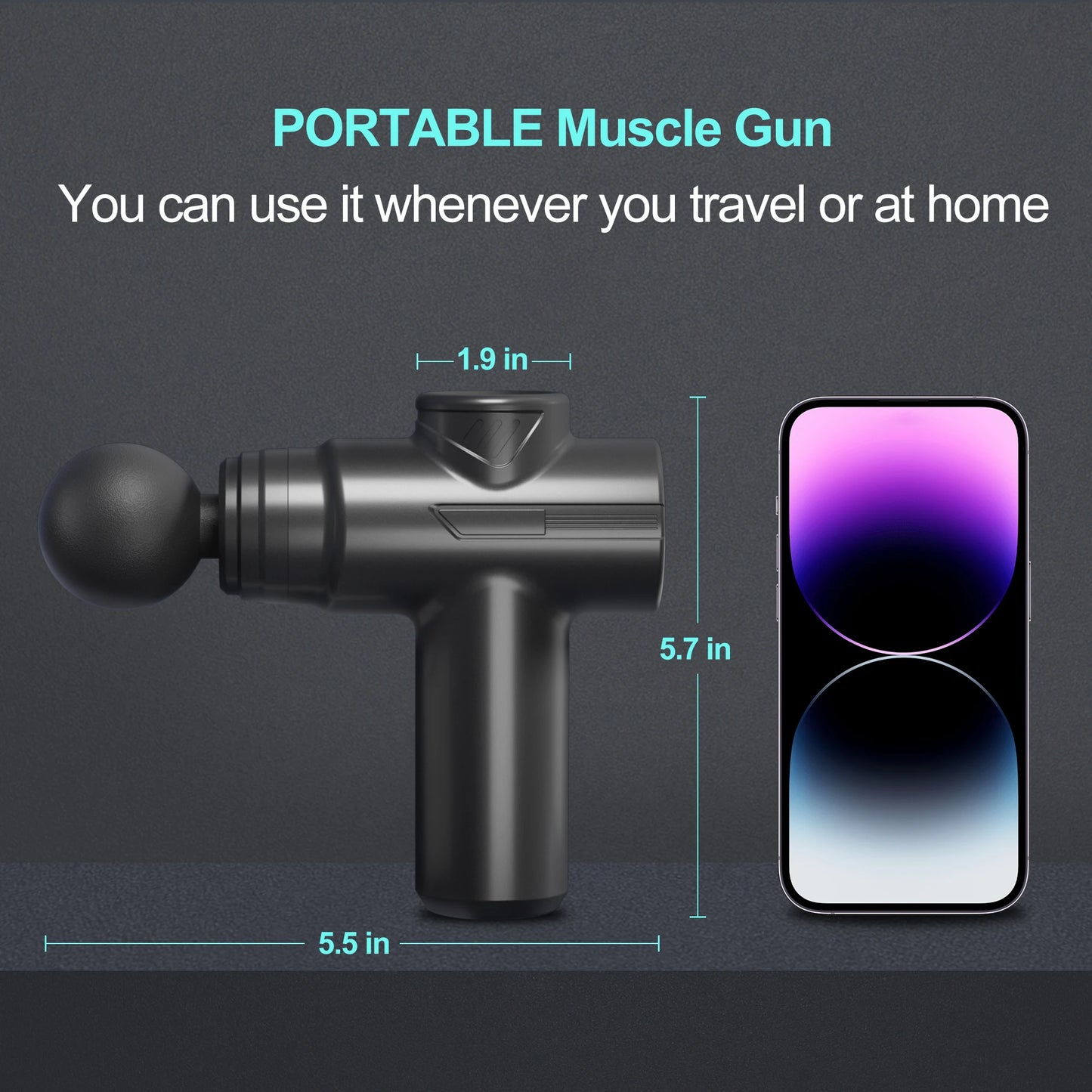 Leercon Mini Massage Gun With 6 Speeds 4 Heads Massager