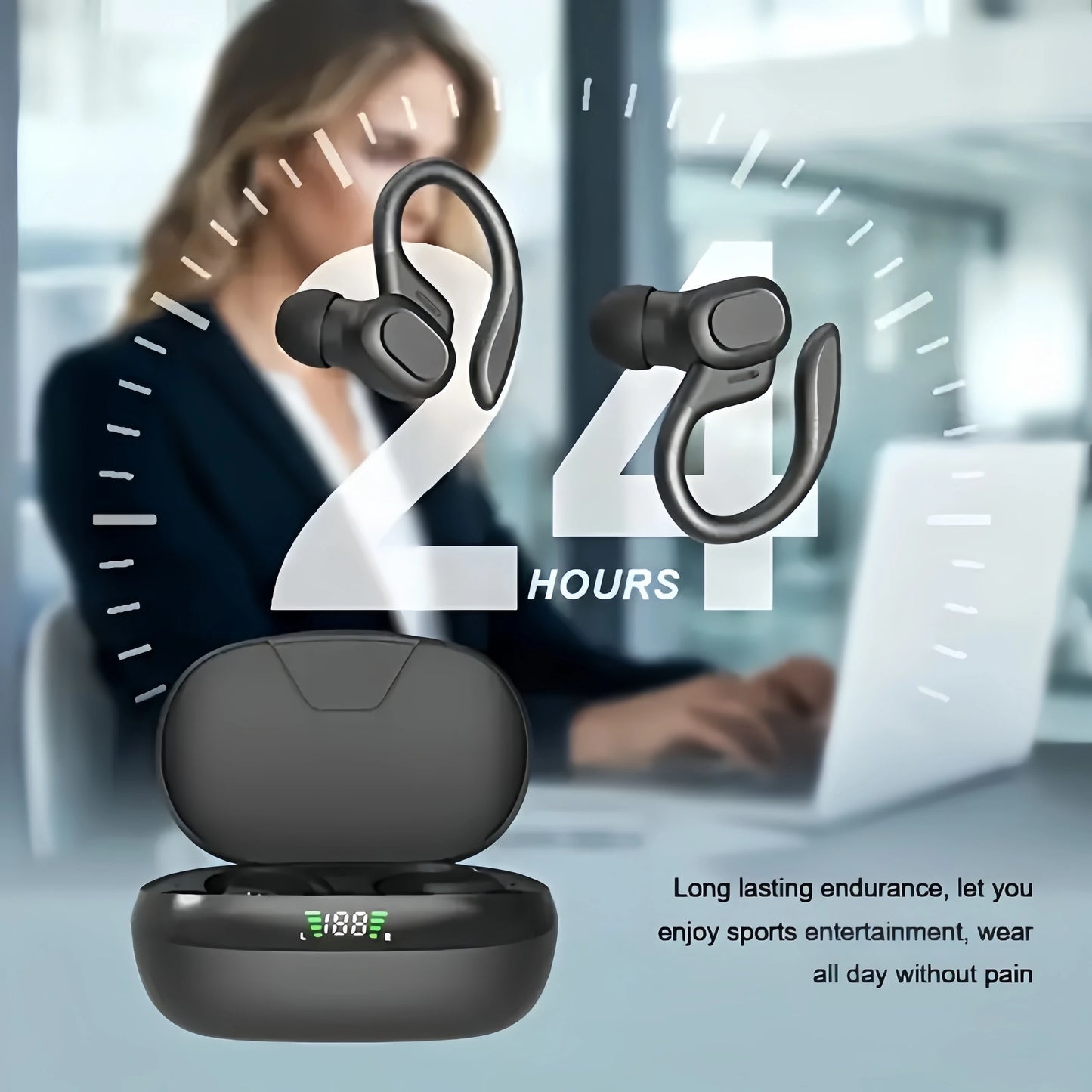 True Wireless Earbuds With Microphone And LED Display
