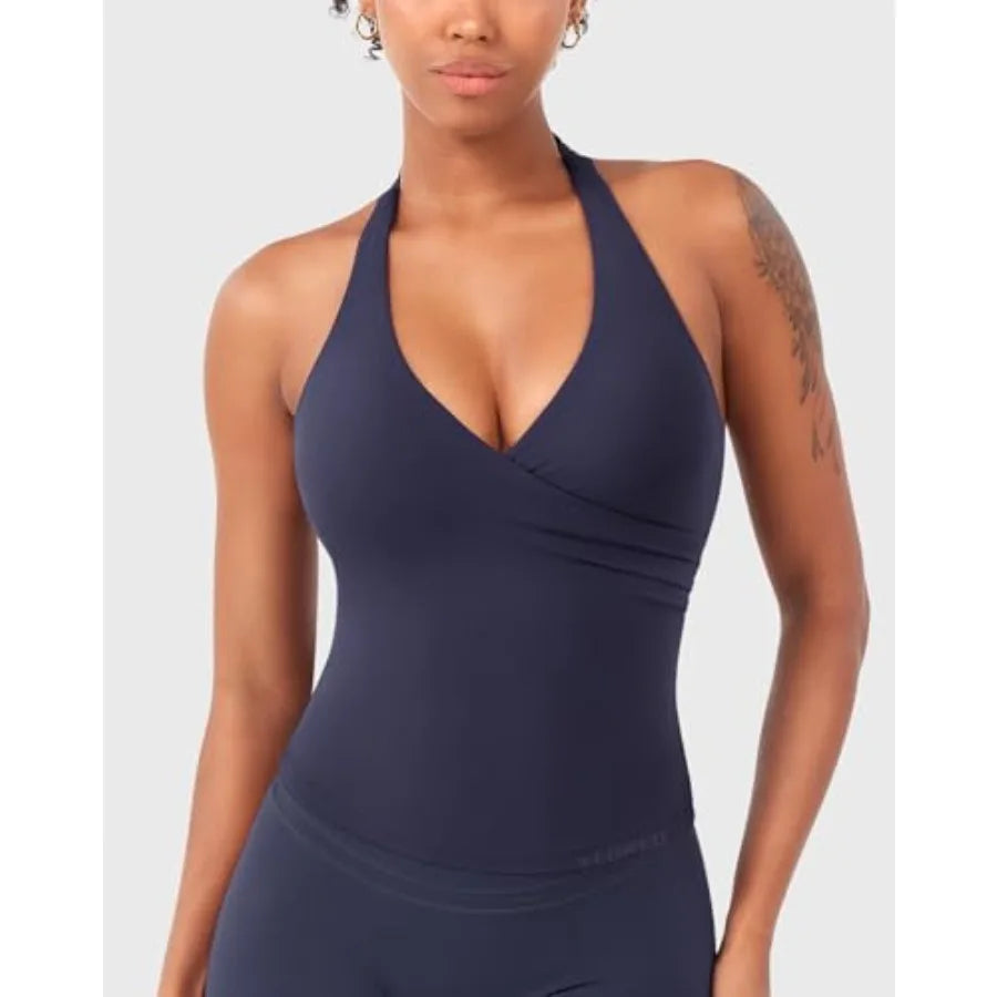 YEOREO CoreFlex Women Halter Tank Top Padded Longline