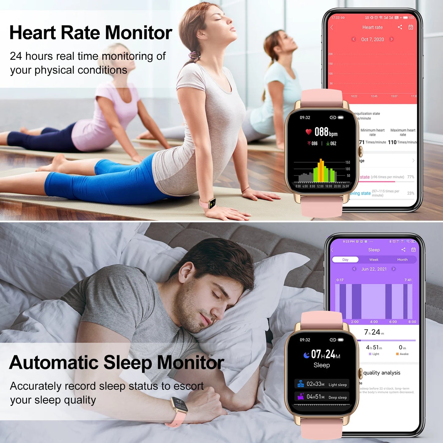 EIGIIS P66D Smartwatch 1.85 Inch TFT Health Monitor IP68 Bluetooth