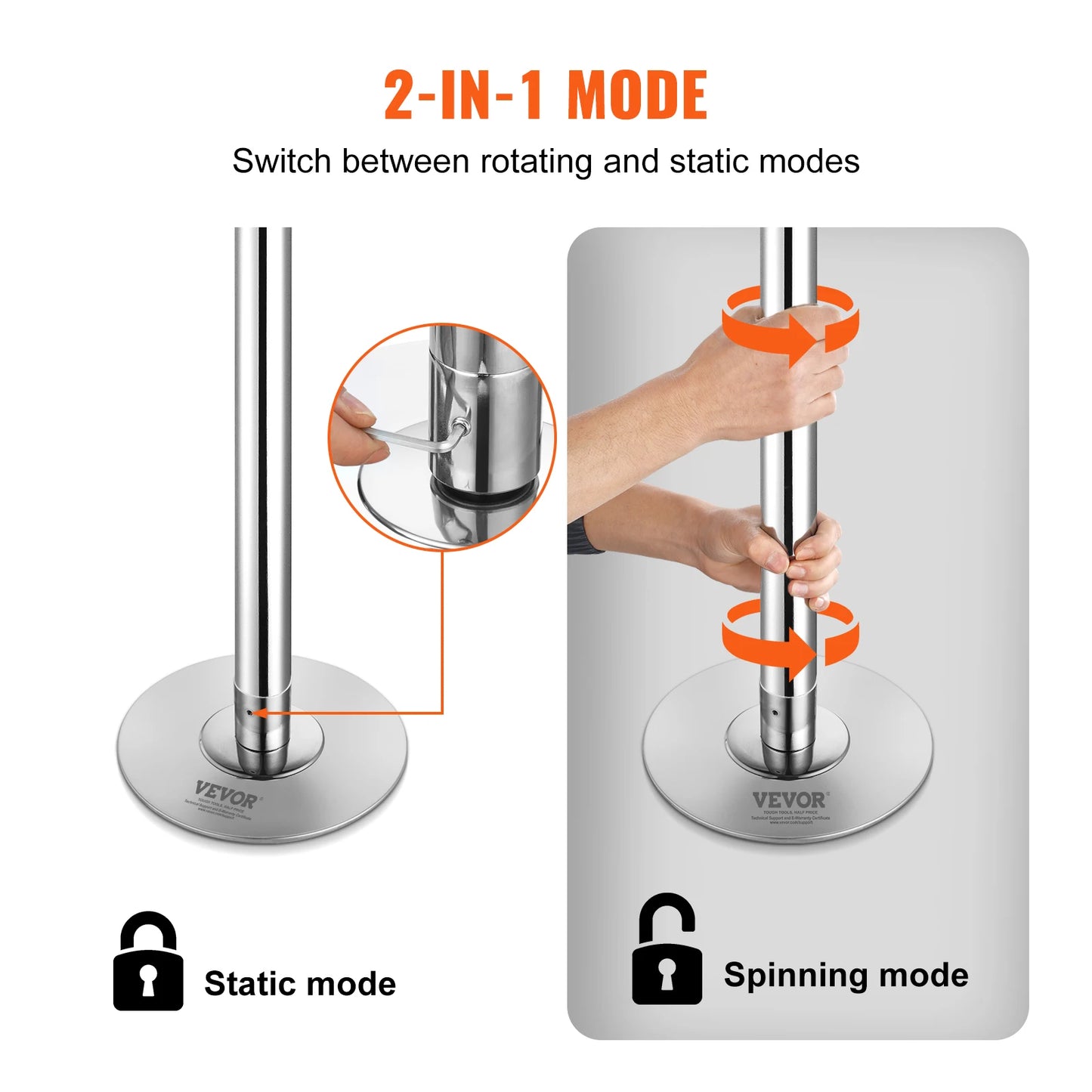 SucceBuy Stainless Steel Dancing Pole Kit Spinning and Static