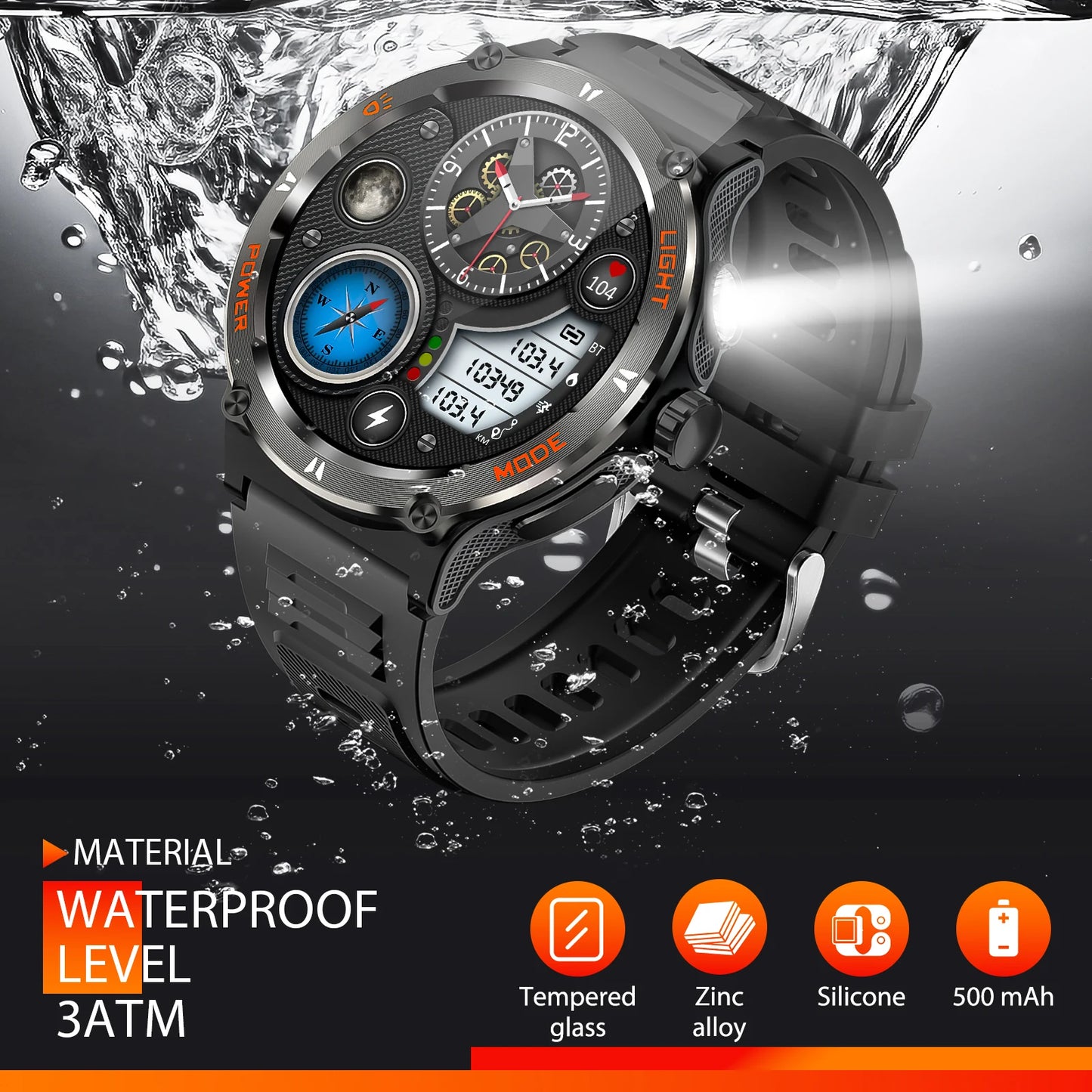 EIGIIS Smart Watch 3ATM Waterproof Health Heart Rate Sleep Tracker
