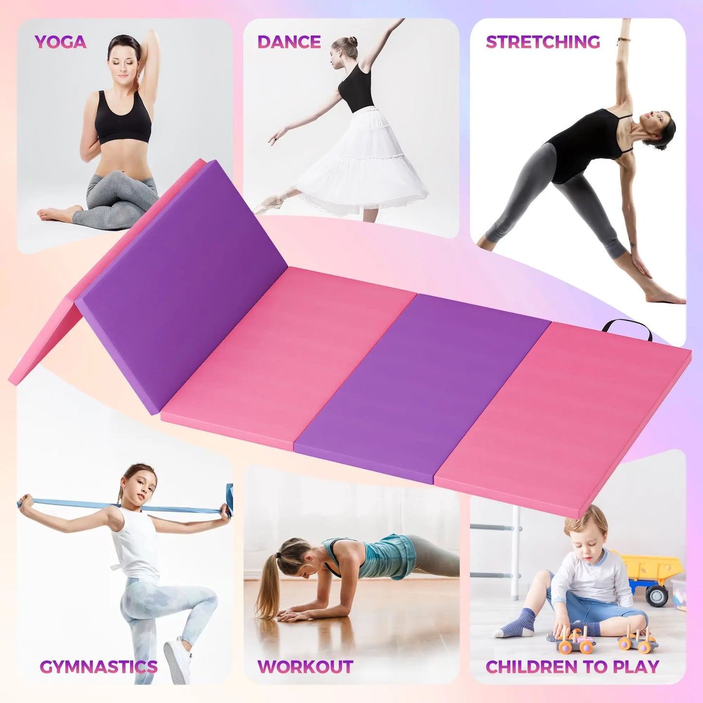 HiMISS Gymnastics Mat Tumbling Mats Home Gym Yoga Pilates