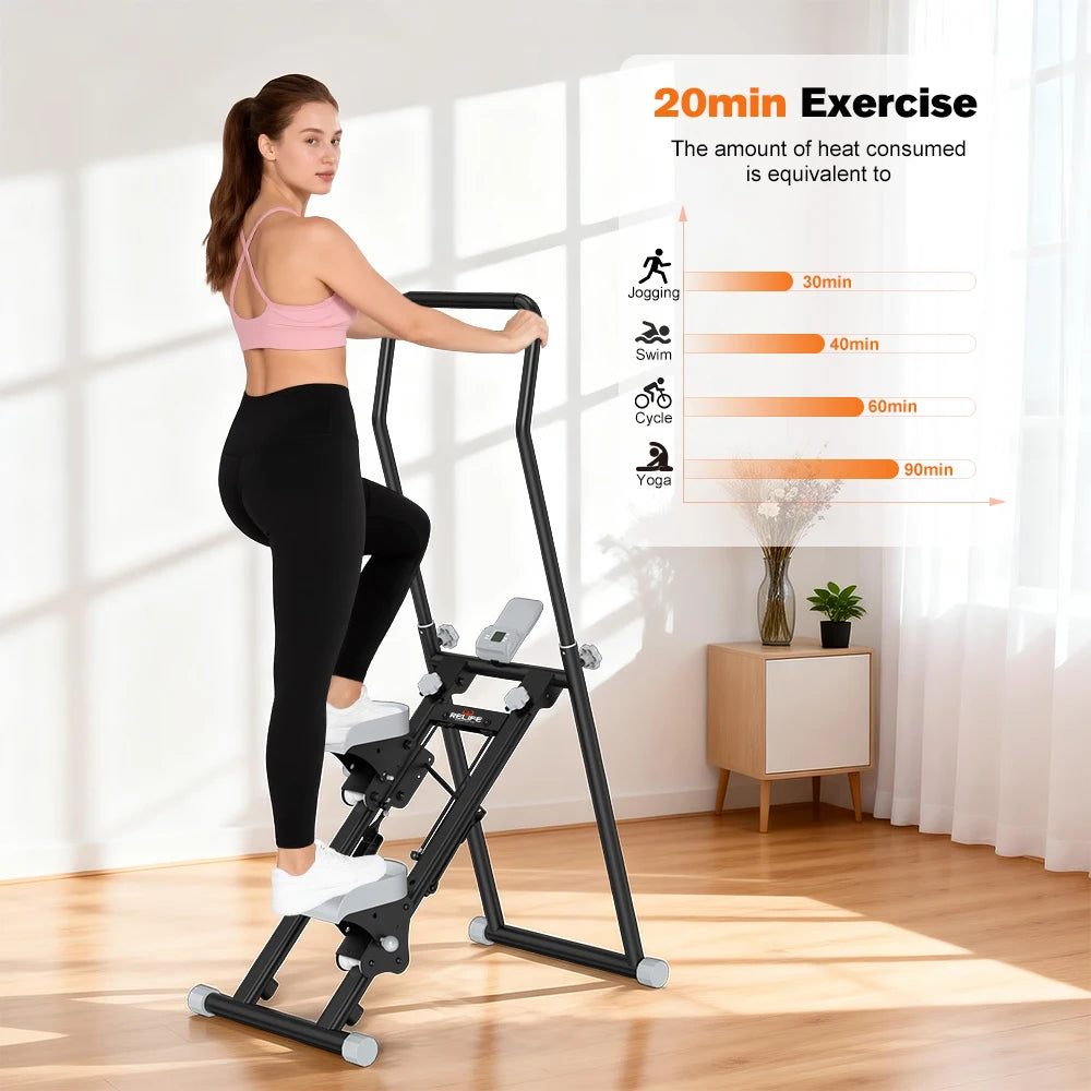 Foldable Stair Stepper For Home Gym With LCD Monitor