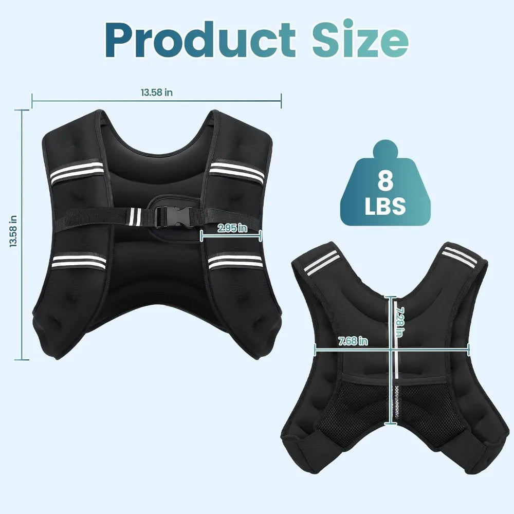 Adjustable Weighted Vest For Men And Women With Reflective Stripe