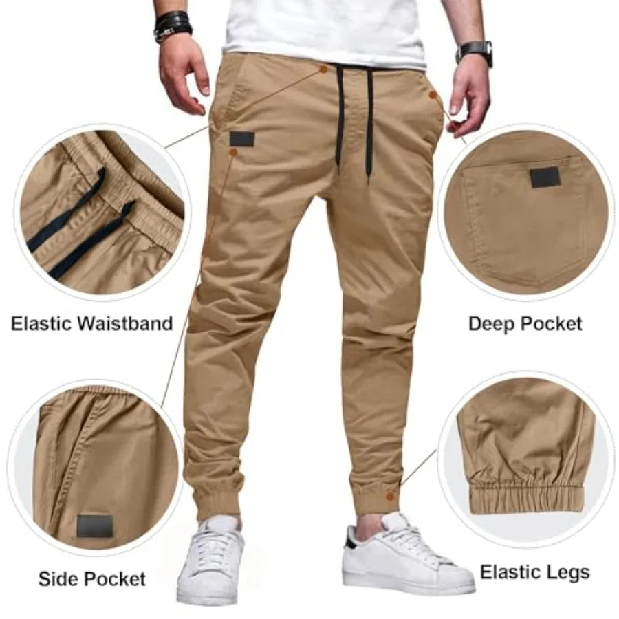 PLEPAN Women's Cargo Joggers Polyester Twill Drawstring Chino Pants