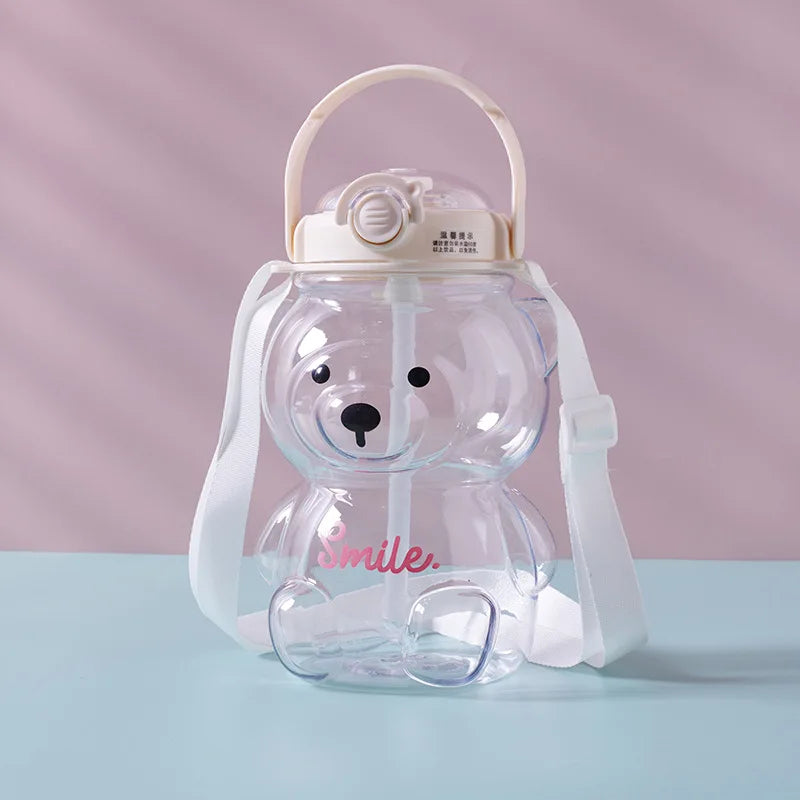 Cute Bear Cup Tumbler With Straw Kawaii Water Bottle