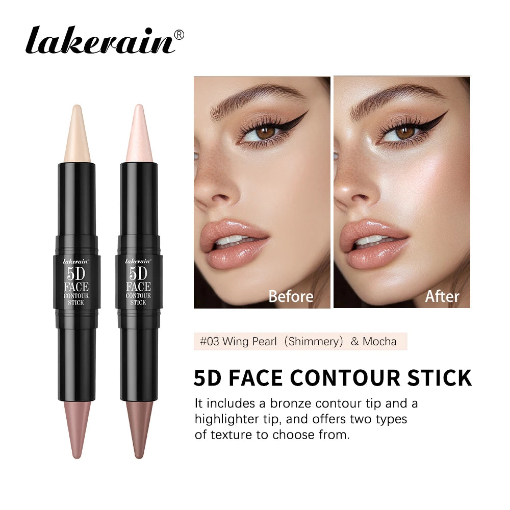 Lakerain Dual-Ended Face Contour Stick Highlighter Waterproof Sweatproof