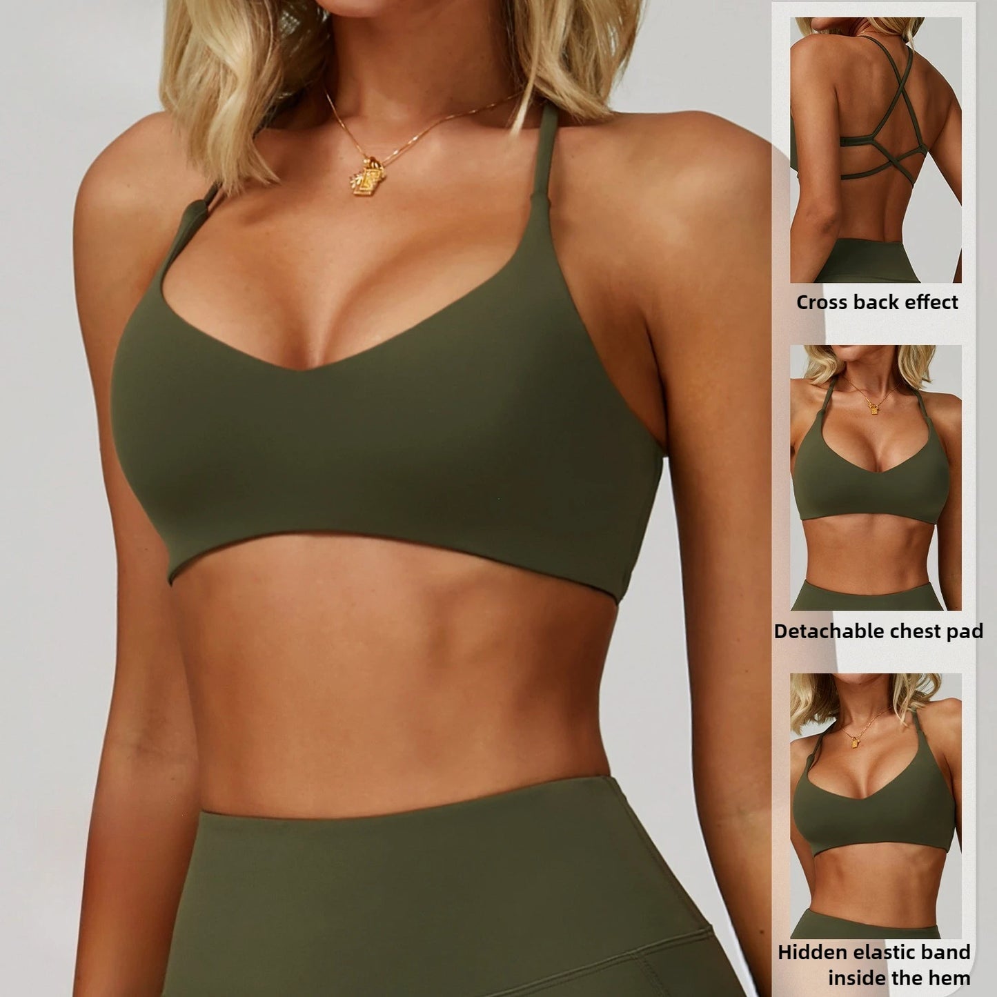 Dawndesslo Cross Shoulder Straps Sports Bra For Women Yoga