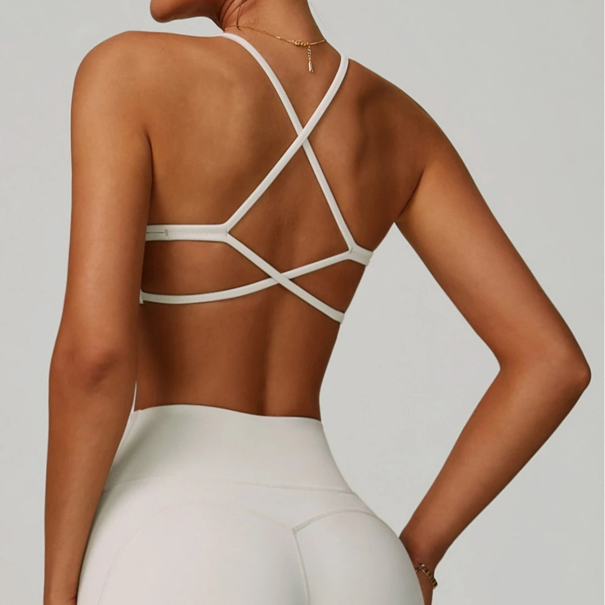 Dawndesslo Cross Shoulder Straps Sports Bra For Women Yoga