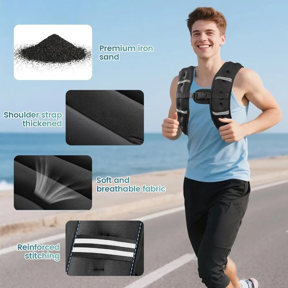 Adjustable Weighted Vest For Men And Women With Reflective Stripe