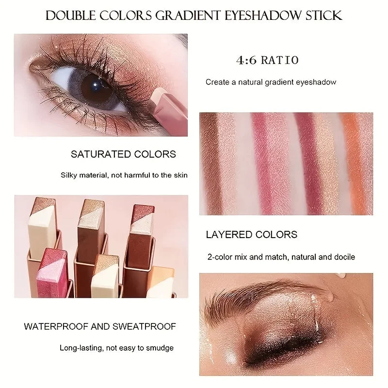 2-Pack Dual-Tone Eye Shadow Stick Waterproof Long-Lasting