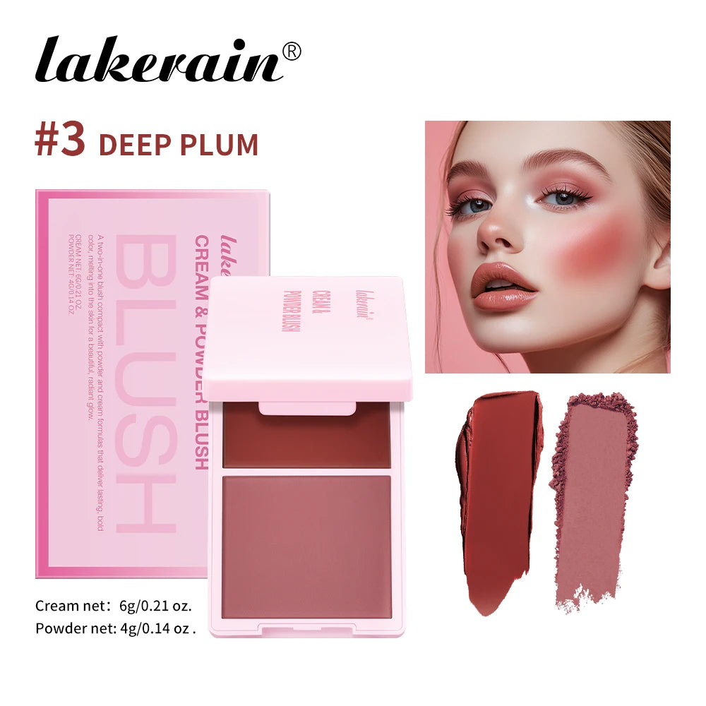 Lakerain Waterproof Cream and Powder Blush 5 Colors Palette