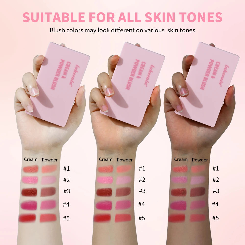 Lakerain Waterproof Cream and Powder Blush 5 Colors Palette