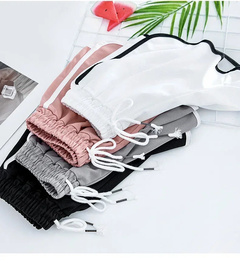 Korean Fashion Striped Sports Shorts For Women Casual Summer