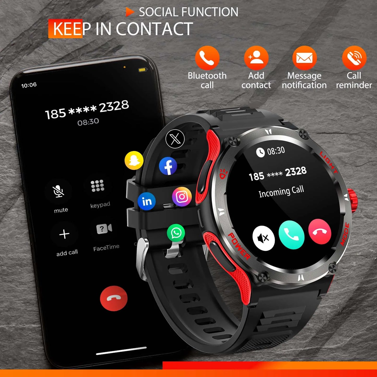 EIGIIS Smart Watch 3ATM Waterproof Health Heart Rate Sleep Tracker