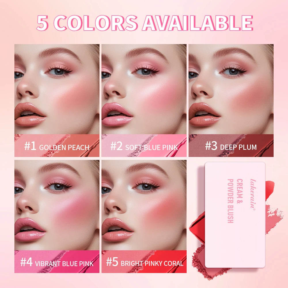 Lakerain Waterproof Cream and Powder Blush 5 Colors Palette