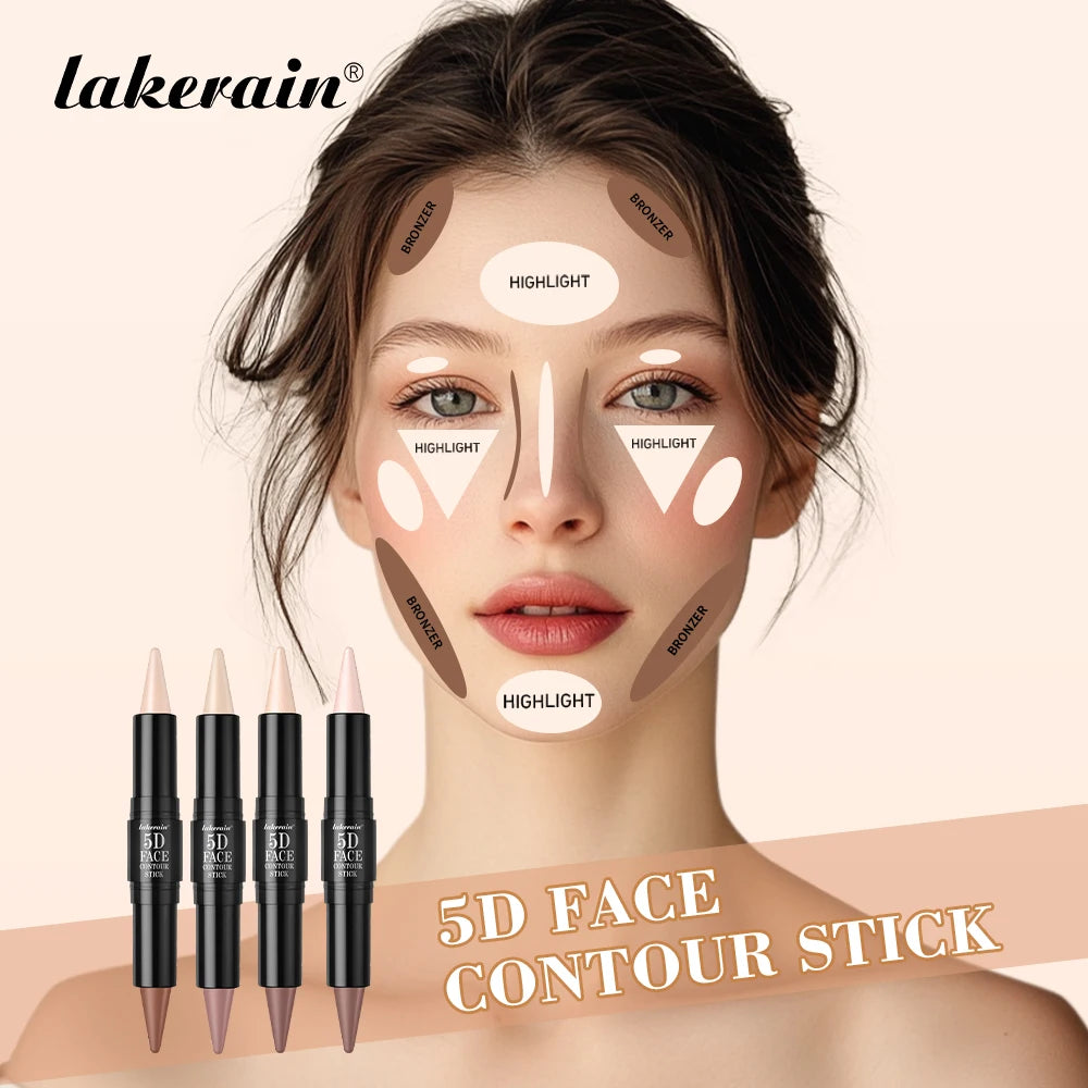 Lakerain Dual-Ended Face Contour Stick Highlighter Waterproof Sweatproof