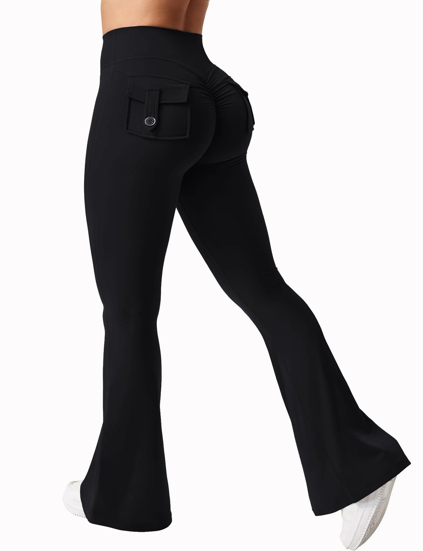 Women's Yoga Flare Trousers High Waist Tummy Control Pockets