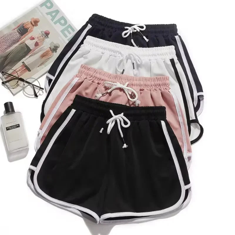 Striped Sports Shorts For Women Korean Casual Summer Loose Fit