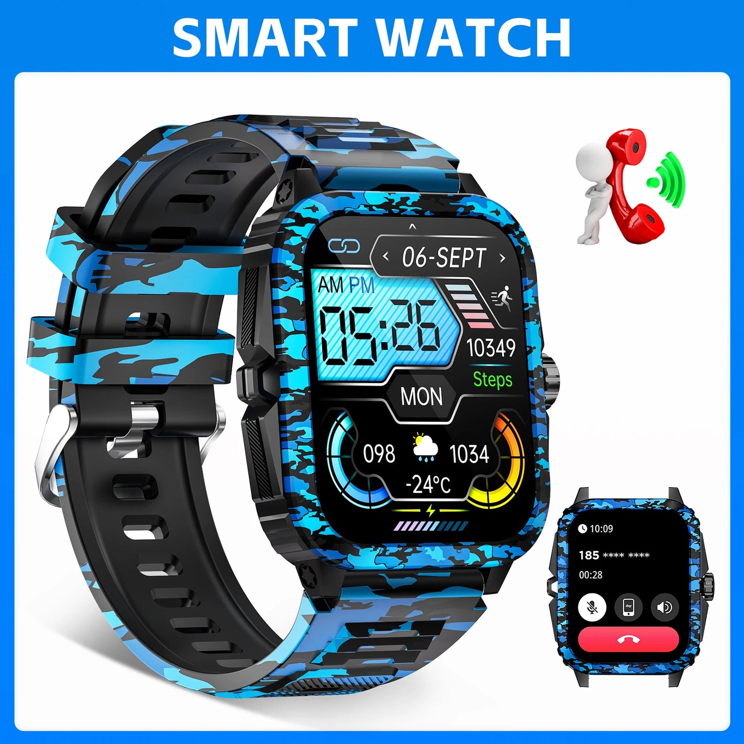 LaNikar Smart Watch 3ATM Waterproof Fitness Tracker With Heart Rate