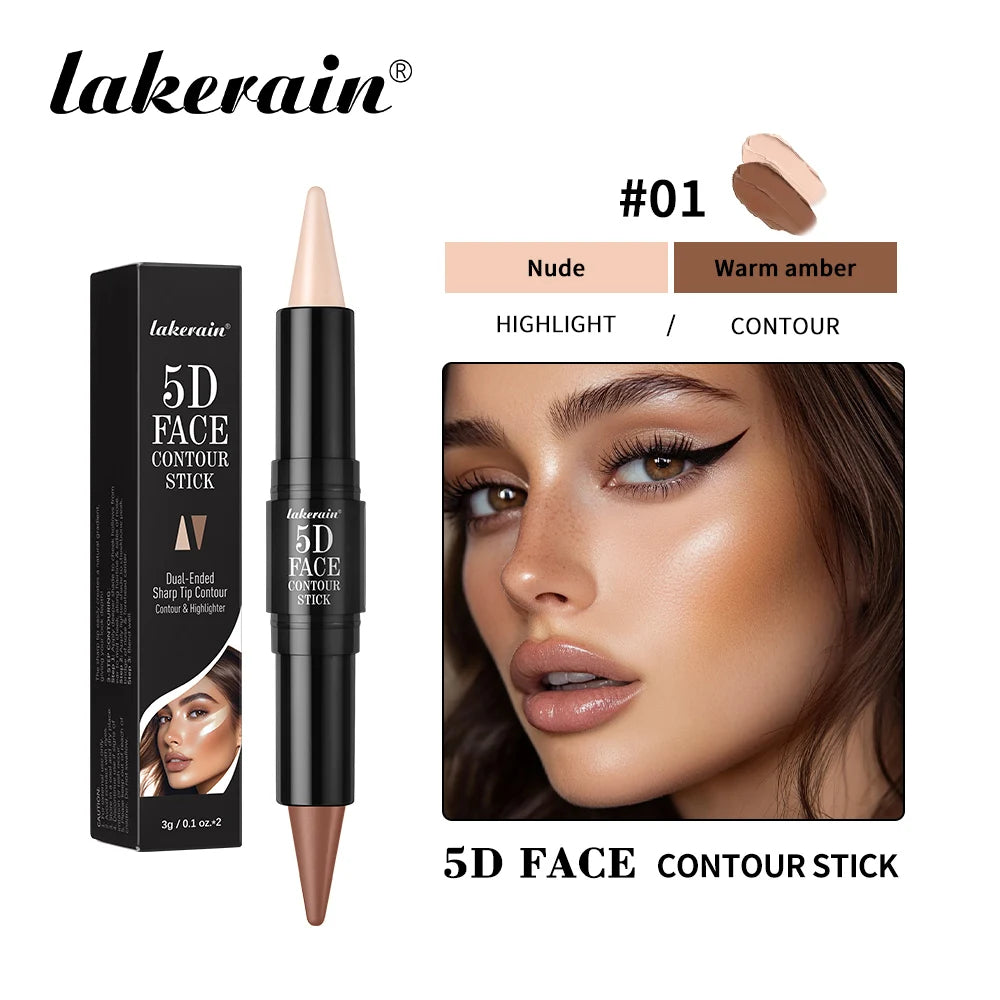 Lakerain Dual-Ended Face Contour Stick Highlighter Waterproof Sweatproof