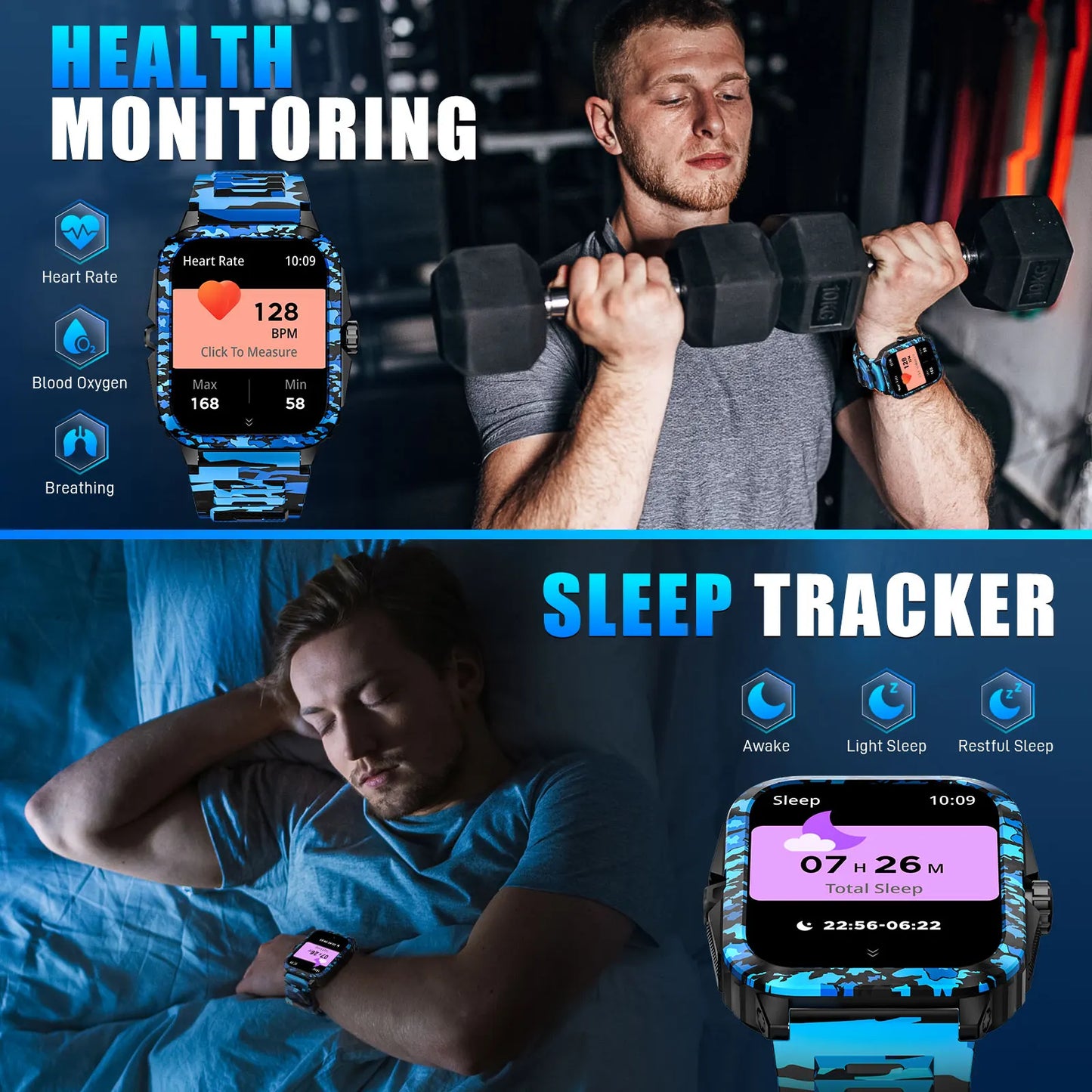 LaNikar Smart Watch 3ATM Waterproof Fitness Tracker With Heart Rate
