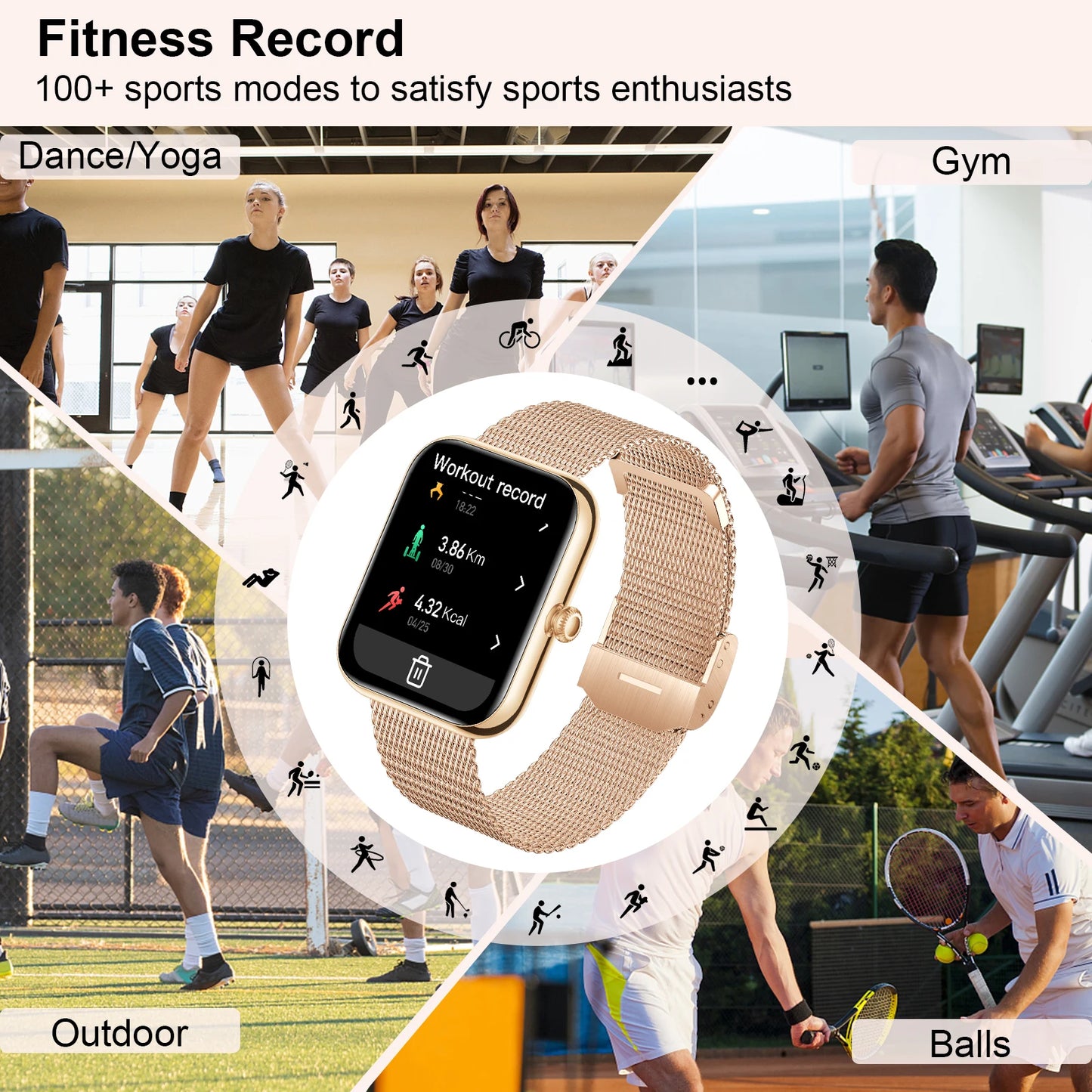 Smartwatch Fitness Tracker For iPhone Android With Call And Pedometer