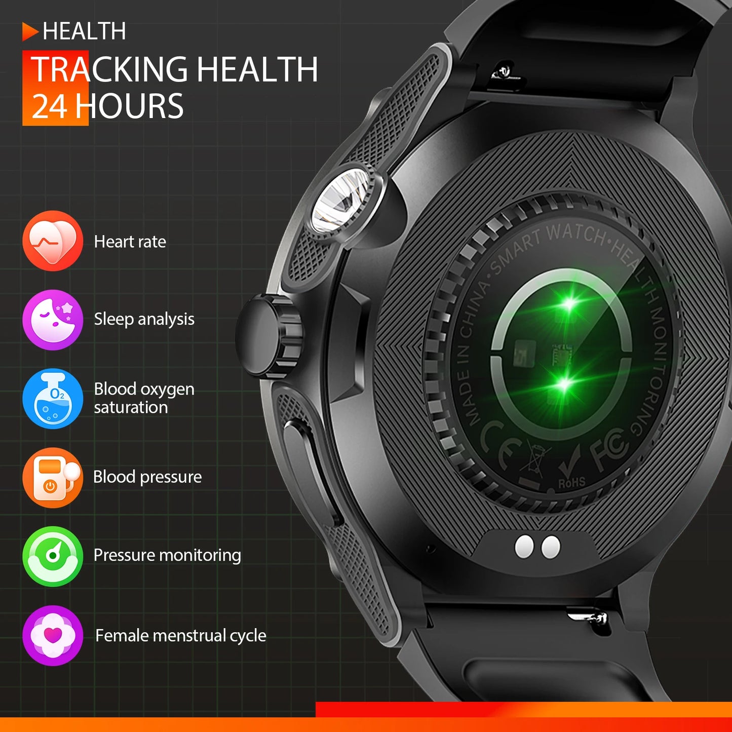EIGIIS Smart Watch 3ATM Waterproof Health Heart Rate Sleep Tracker