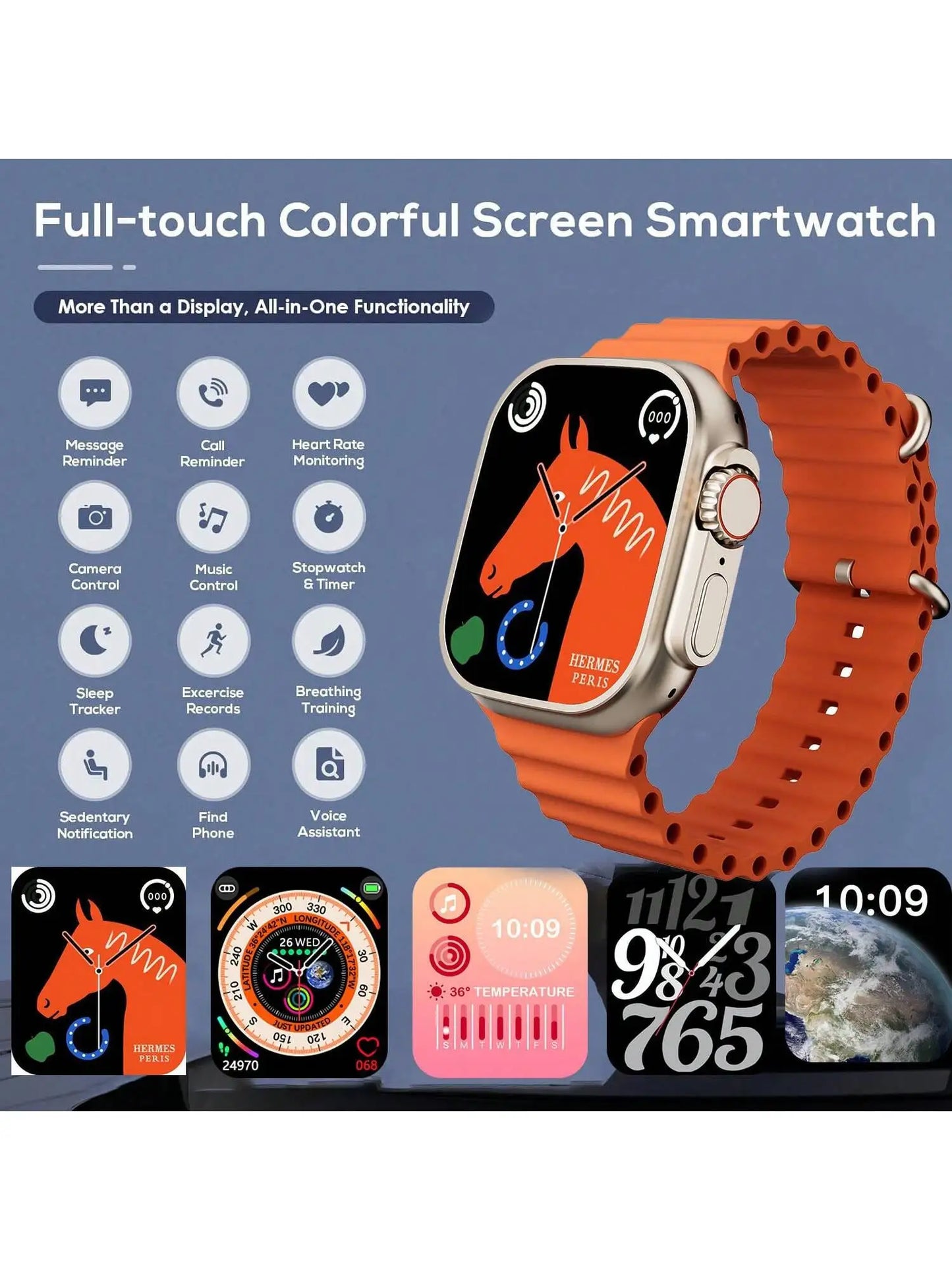 Smartwatch With 7 Bands Case Bluetooth Calling Fitness Tracker