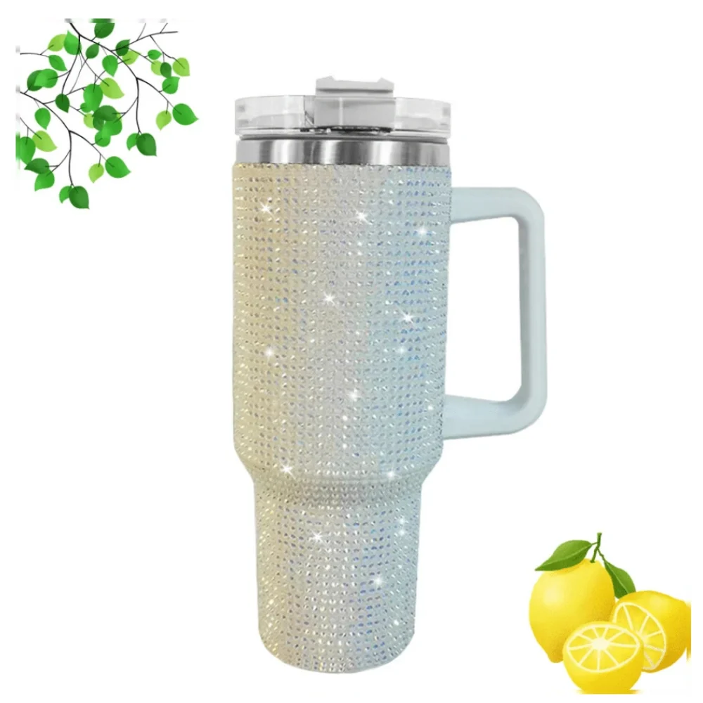Stainless Steel Insulated Travel Mug With Handle And Straw Lid