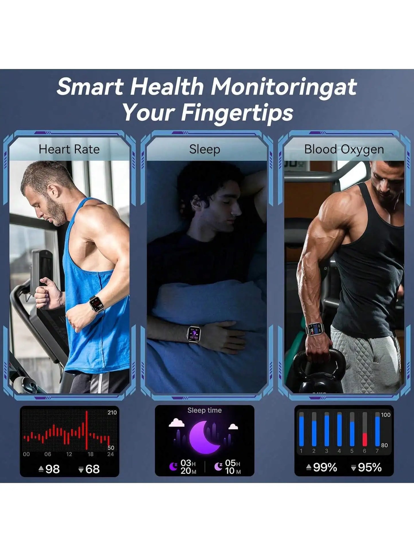 Smartwatch With 7 Bands Case Bluetooth Calling Fitness Tracker