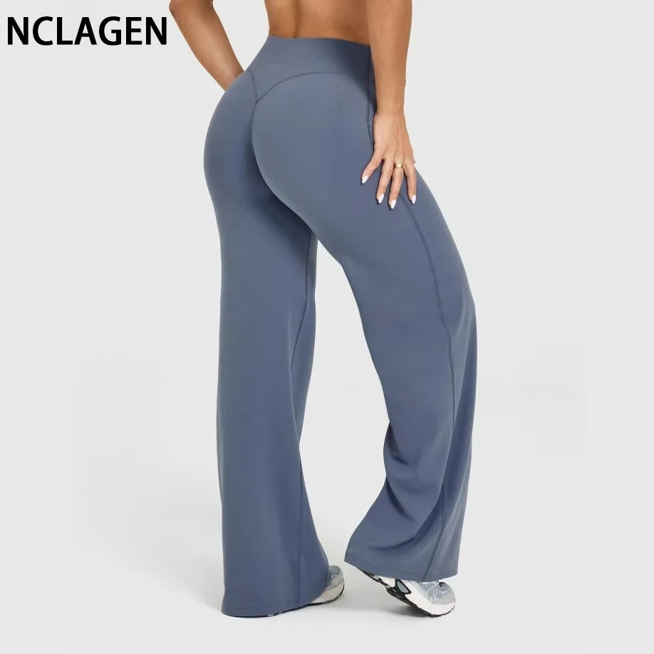 NCLAGEN SoftMotion Mid Waist Straight Leg Yoga Pants For Women