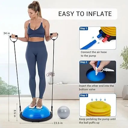 Half Exercise Ball Balance Trainer With Non Slip Base