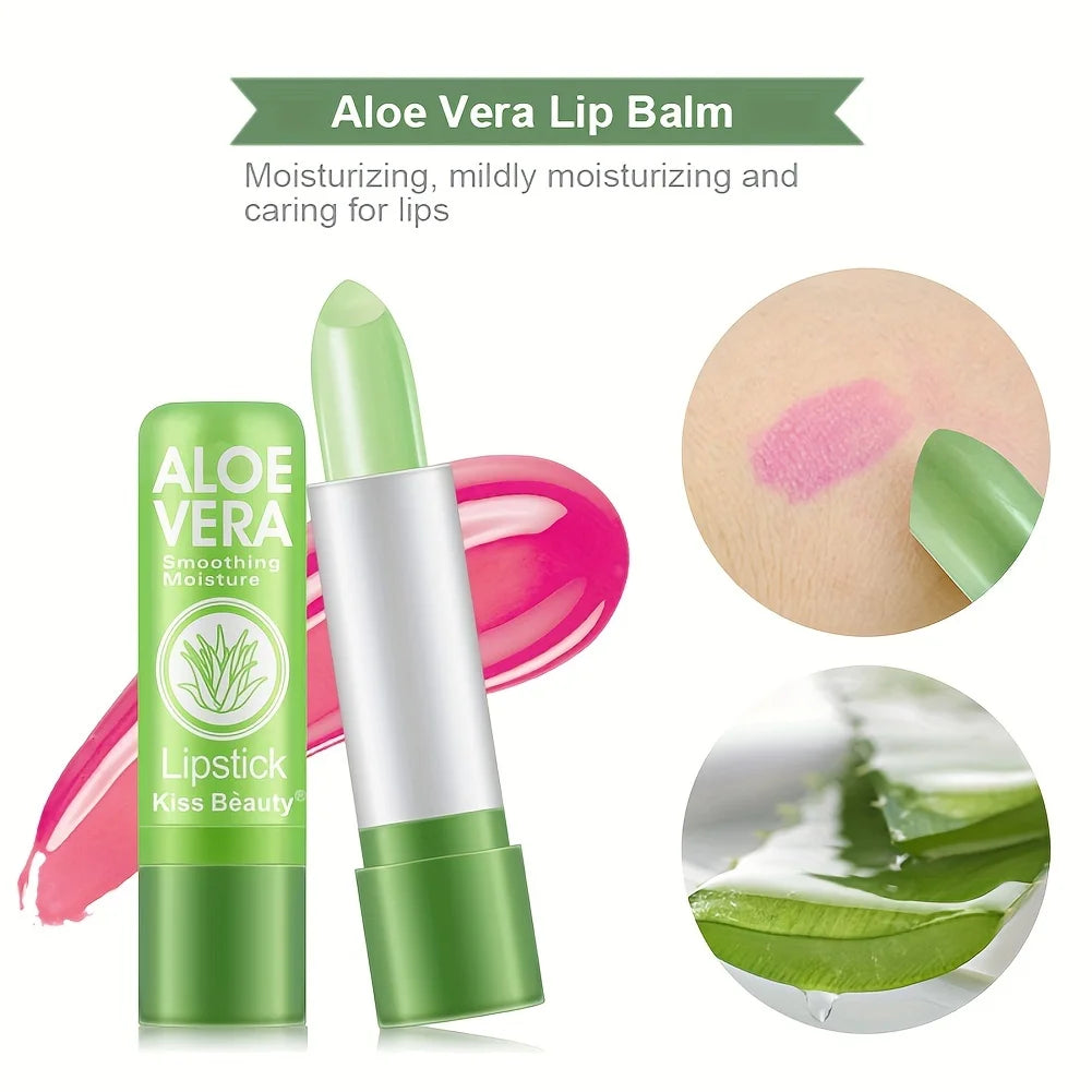 Aloe Vera Lip Balm Moisturizing Waterproof Color-Changing Lipstick
