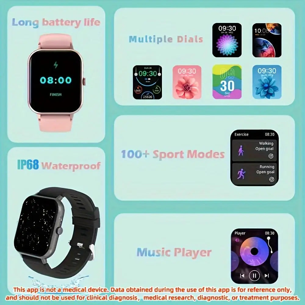 Senbono ZL54CJ Square Smartwatch With Heart Rate Monitoring