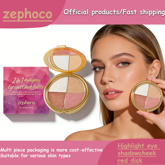 Zephoco 2In1 Highlighting Eye and Cheek Palette Four Colors