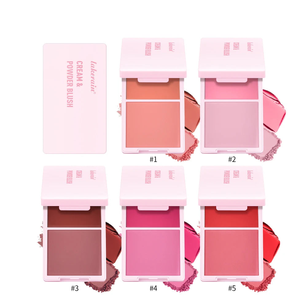 Lakerain Waterproof Cream and Powder Blush 5 Colors Palette