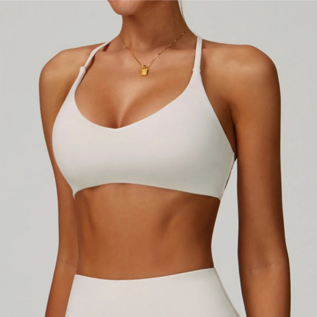 Dawndesslo Cross Shoulder Straps Sports Bra For Women Yoga