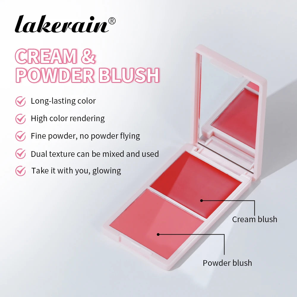 Lakerain Waterproof Cream and Powder Blush 5 Colors Palette